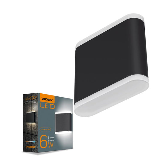 Kahepoolne fassaadivalgusti VIDEX-6W-EVAN-BLACK