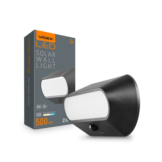 LED päikeseenergial töötav seinavalgusti liikumisanduriga VIDEX VL-BHSO-001-S 500Lm 5000K