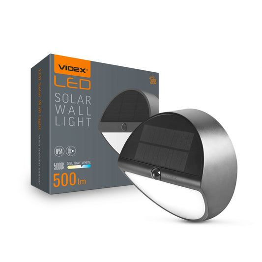 Solar Wall Light VIDEX VL-BHSO-002-S with Motion Sensor, 500 lm, 5000 K - official VIDEX image 1