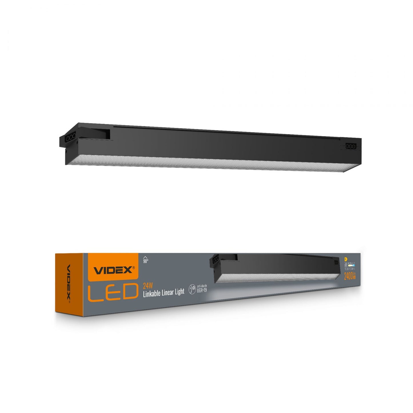 VIDEX BNL02 24 W Linkable LED Linear Light, 0.6 m, 5000 K - Black - official product image 1