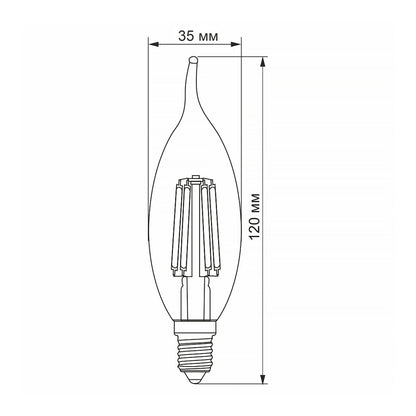 LED Bulb VIDEX Filament C37FtA 6W E14 2200K bronze Index: VL-C37FtA-06142 - image 3