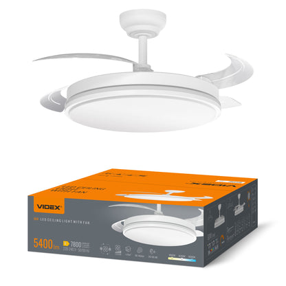 LED Ceiling Light with fan VIDEX CLF01 60W 3000K-4200K-6000K 230V White Index: VL-CLF01-60CW - image 1