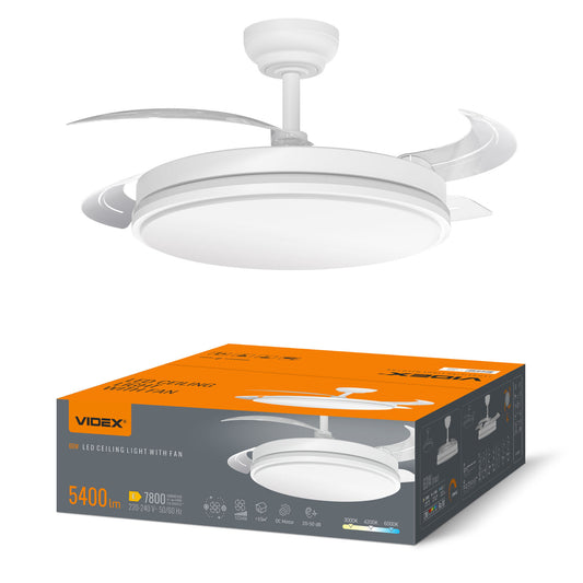 LED Ceiling Light with fan VIDEX CLF01 60W 3000K-4200K-6000K 230V White Index: VL-CLF01-60CW - image 1