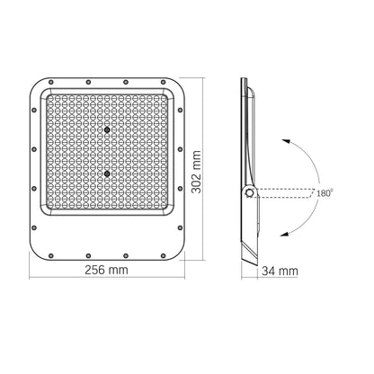 VIDEX DAVIS 200 W LED floodlight / LED-prožektor, 5000 K, gray / hall, VL-F2-2005G — view / vaade 6