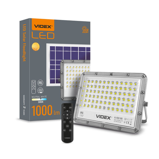 Solar Floodlight VIDEX VL-FSO2-505, 1000 lm, 5000 K - official VIDEX image 1