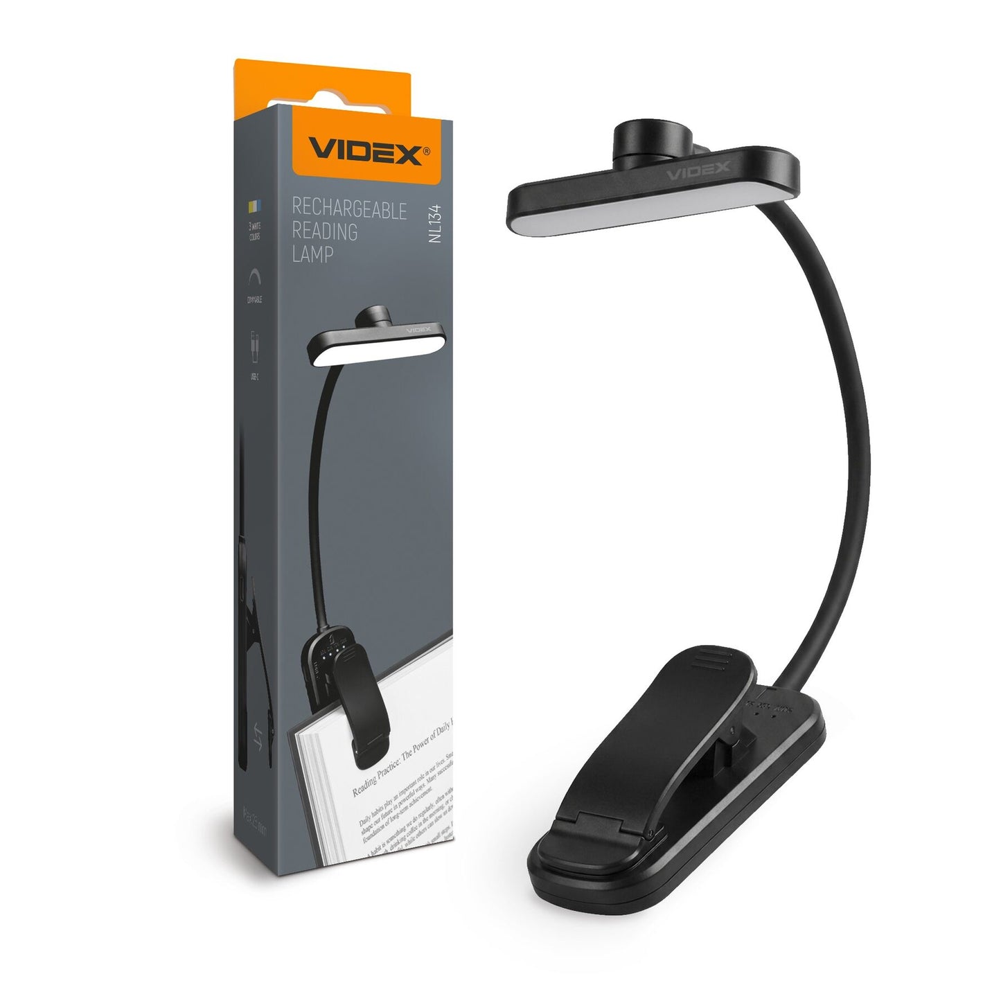 LED RECHARGEABLE READING LAMP VIDEX VL-NL134B Black Index: VL-NL134B - image 1