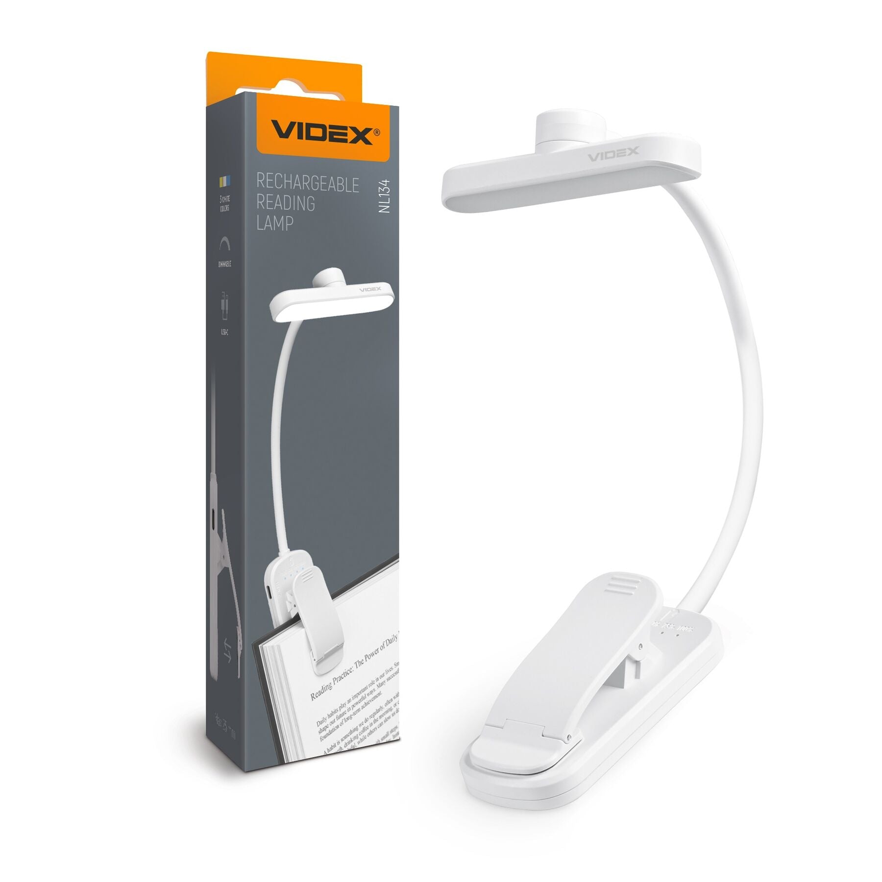 LED RECHARGEABLE READING LAMP VIDEX VL-NL134W White Index: VL-NL134W - image 1