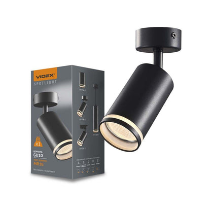 Wall and Ceiling Spotlight VIDEX Martin, GU10 - Black