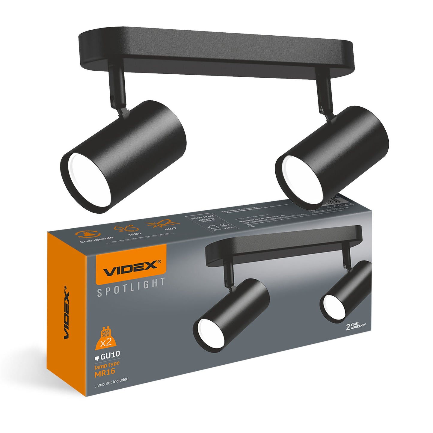 Wall and ceiling spotlight luminaire VIDEX for 2xGU10 lamp VL-SPF05B-BPB Index: VL-SPF05B-BPB - image 1