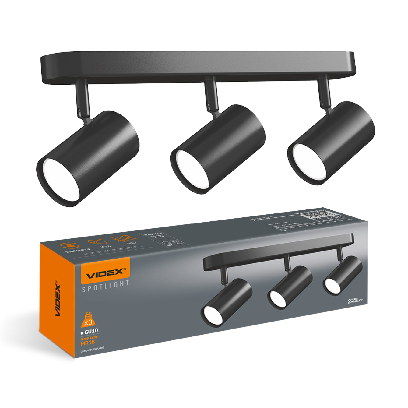 Wall and ceiling spotlight luminaire VIDEX for 3xGU10 lamp VL-SPF05B-WFB Index: VL-SPF05B-WFB - image 1
