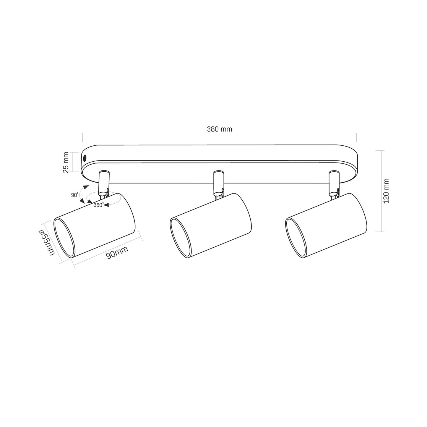 Wall and ceiling spotlight luminaire VIDEX for 3xGU10 lamp VL-SPF05B-WFB Index: VL-SPF05B-WFB - image 3