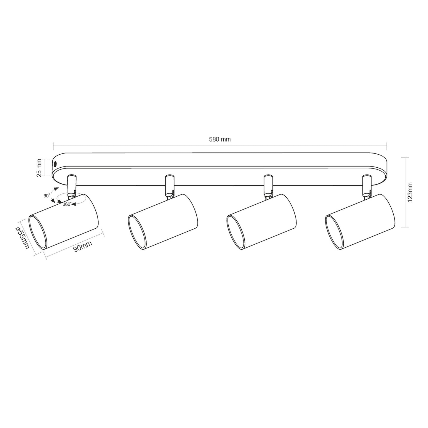 Wall and ceiling spotlight luminaire VIDEX for 4xGU10 lamp VL-SPF05B-WPB Index: VL-SPF05B-WPB - image 3