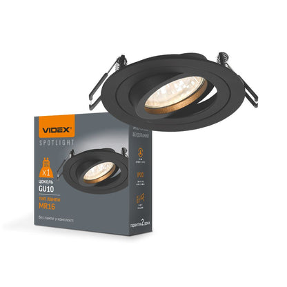 VIDEX VL-SPF08R-B Recessed GU10 Spotlight Frame - Black - official product image 2