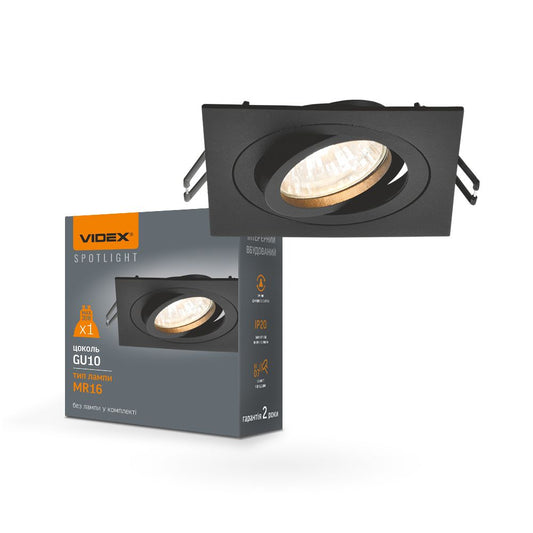 VIDEX VL-SPF08S-B Recessed GU10 Spotlight Frame - Black - official product image 2
