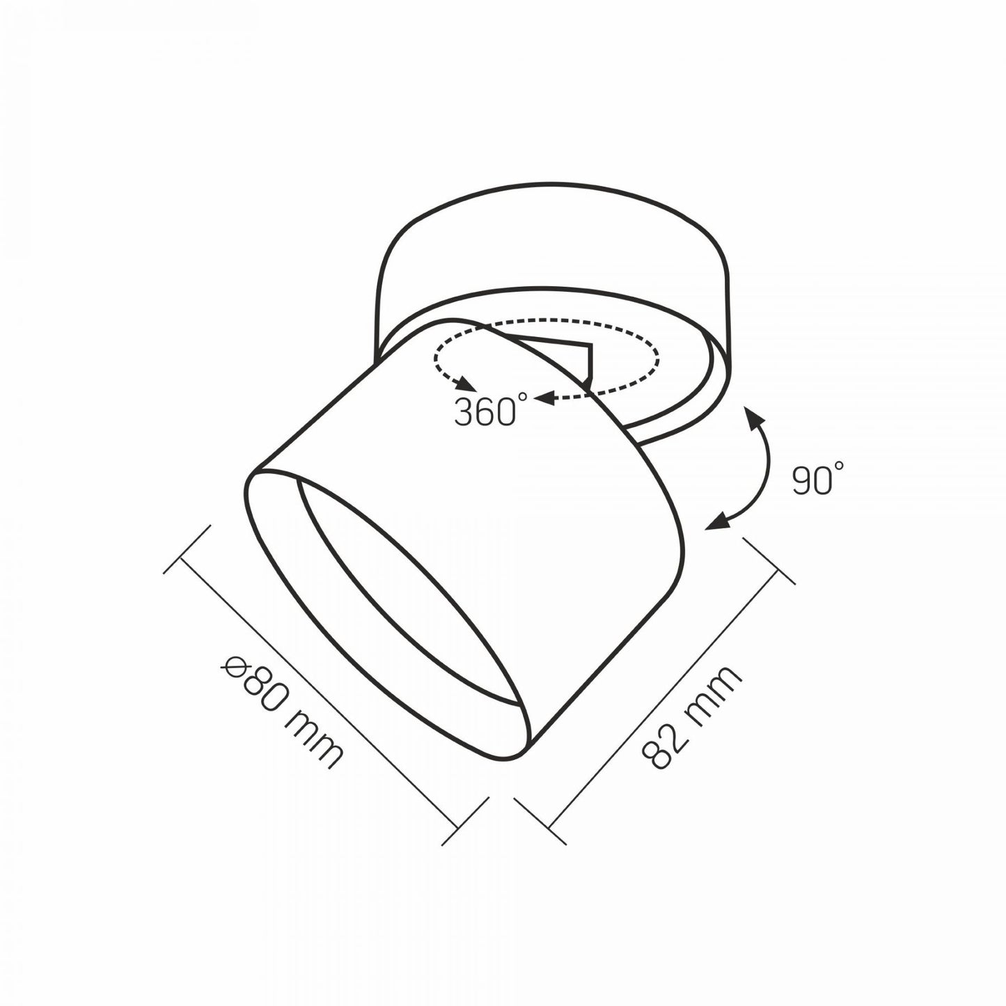 VIDEX VL-SPF18B-B ceiling spotlight - dimensions