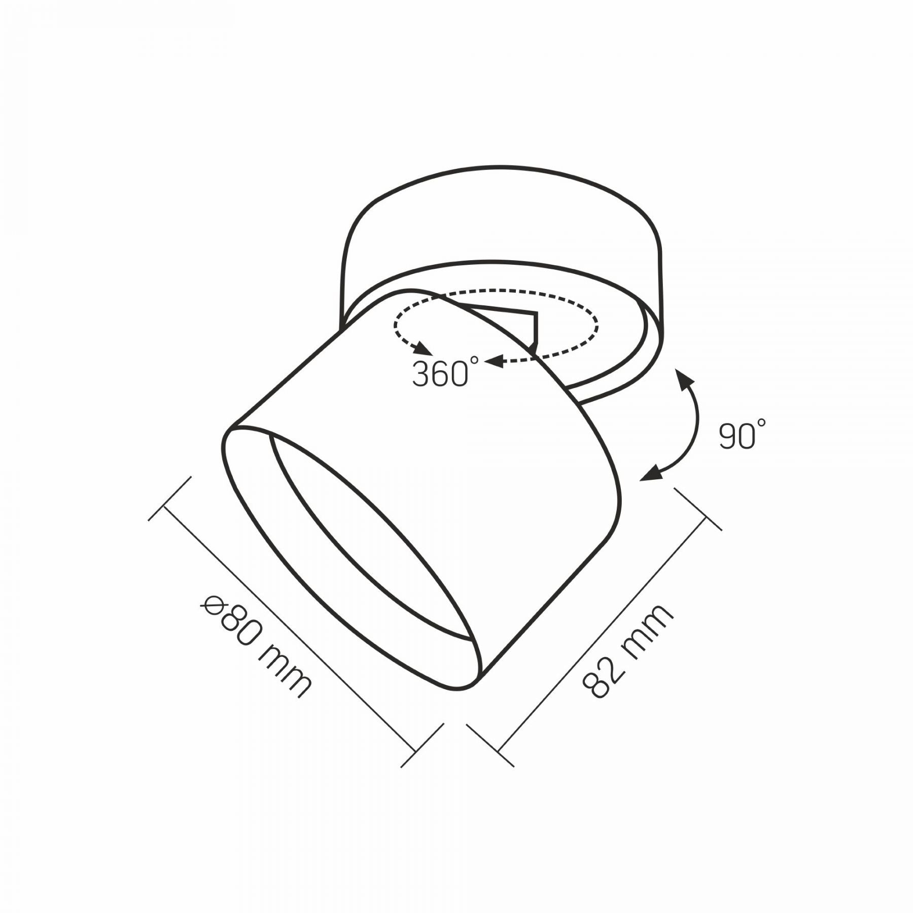 VIDEX VL-SPF18B-B ceiling spotlight - dimensions