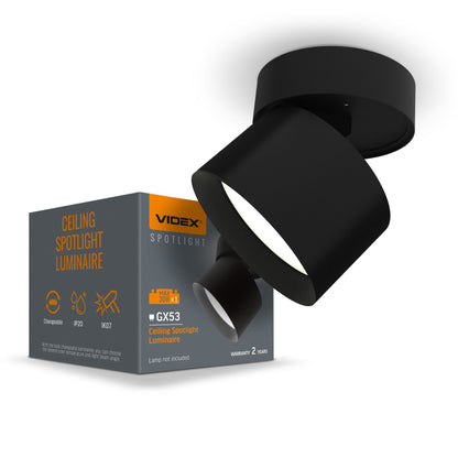 Adjustable Ceiling Spotlight VIDEX VL-SPF18B, GX53 - Black