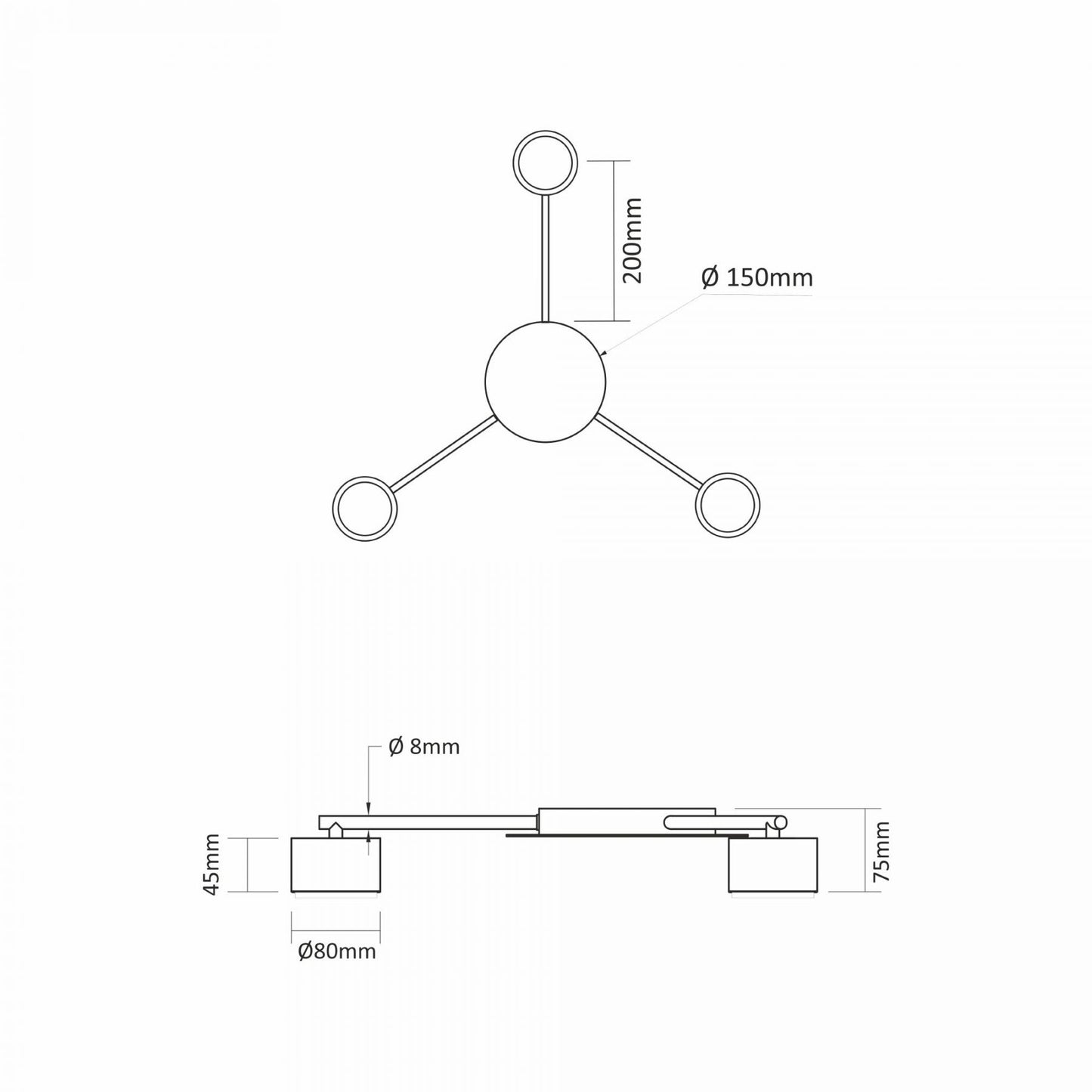 VIDEX VL-SPF20B-B ceiling spotlight - dimensions