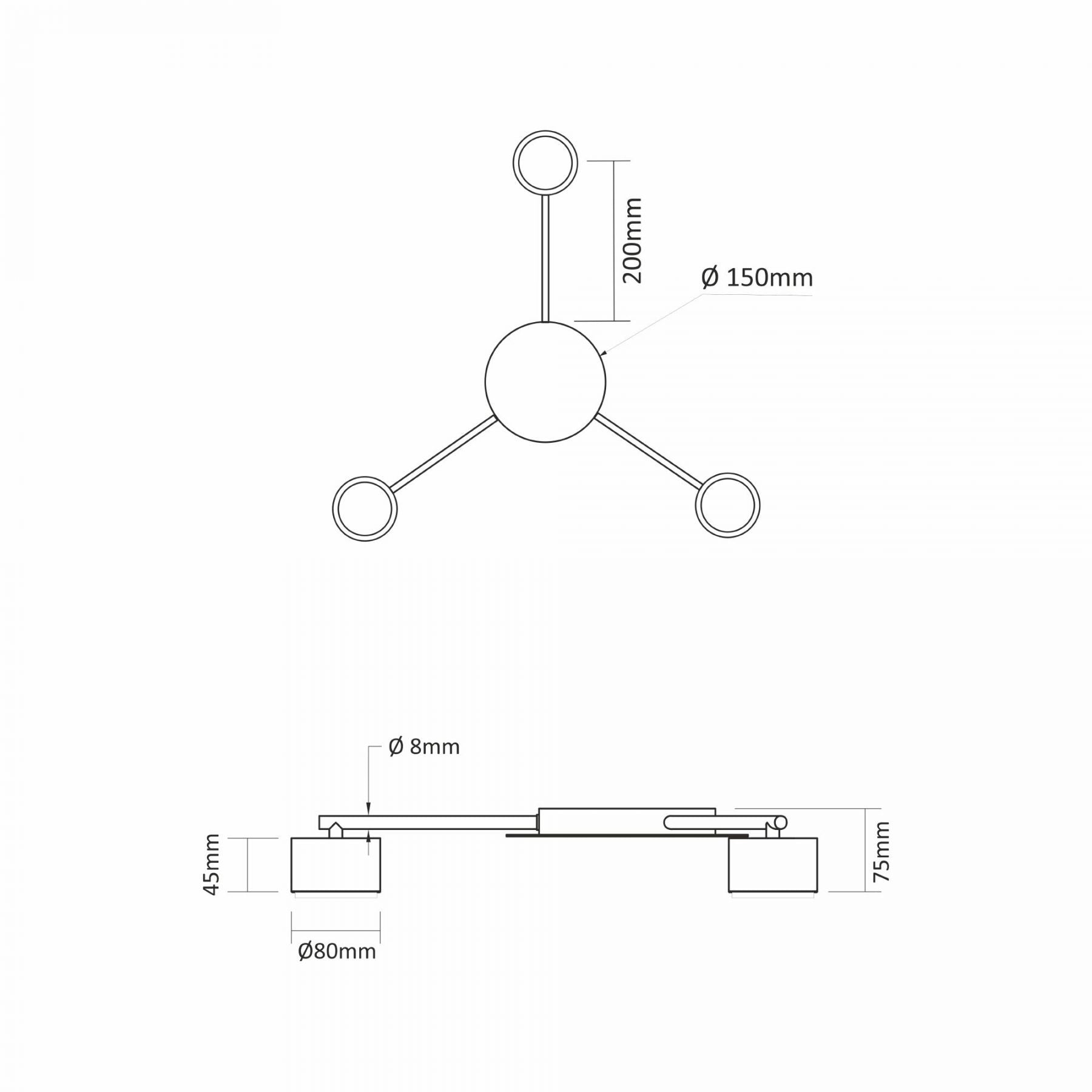 VIDEX VL-SPF20B-B ceiling spotlight - dimensions