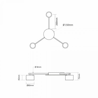 VIDEX VL-SPF20B-B ceiling spotlight - dimensions