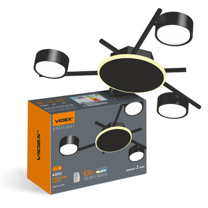 3-Light Ceiling Spotlight with Backlight VIDEX VL-SPF20B-BB, GX53 - Black