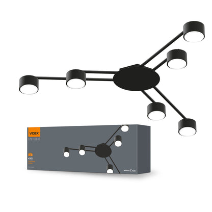 6-Light Ceiling Spotlight VIDEX VL-SPF21B, GX53 - Black