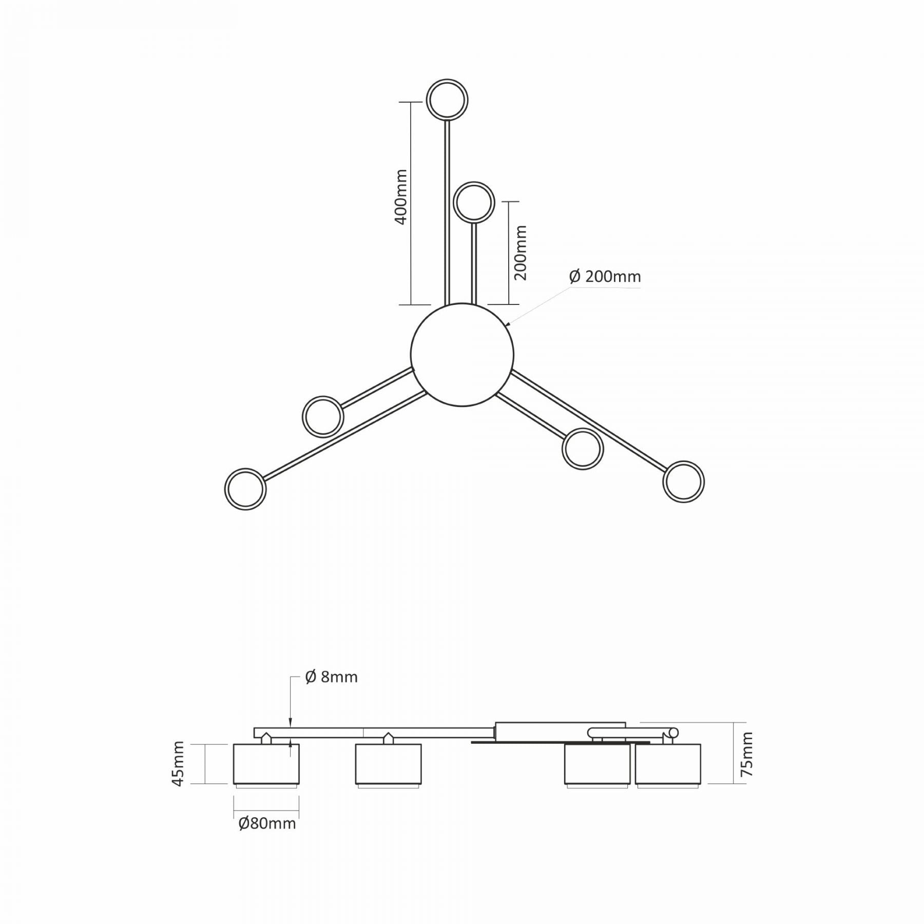 VIDEX VL-SPF21B-B ceiling spotlight - dimensions