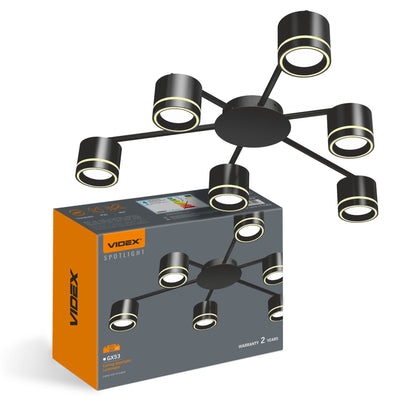 6-Light Ceiling Spotlight VIDEX VL-SPF21B-BP, GX53 - Black