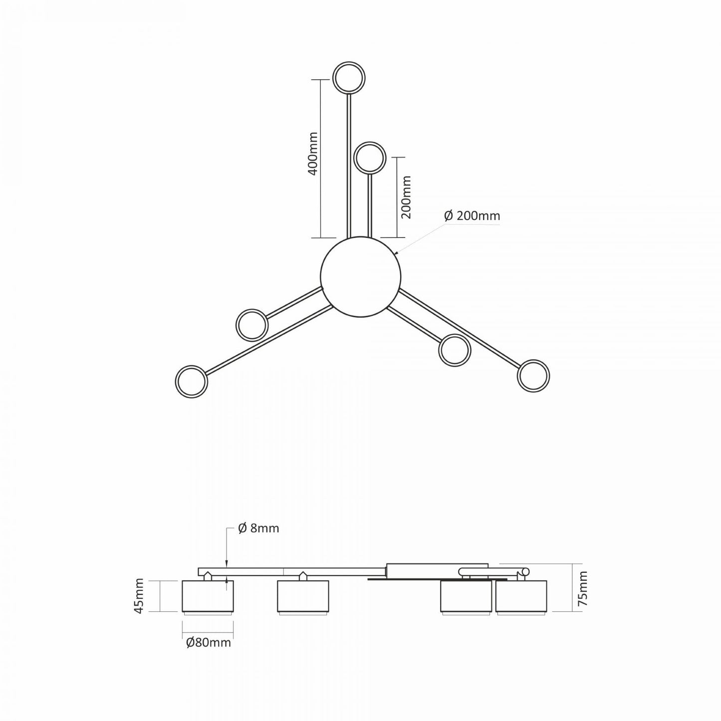 VIDEX VL-SPF21B-W ceiling spotlight - dimensions