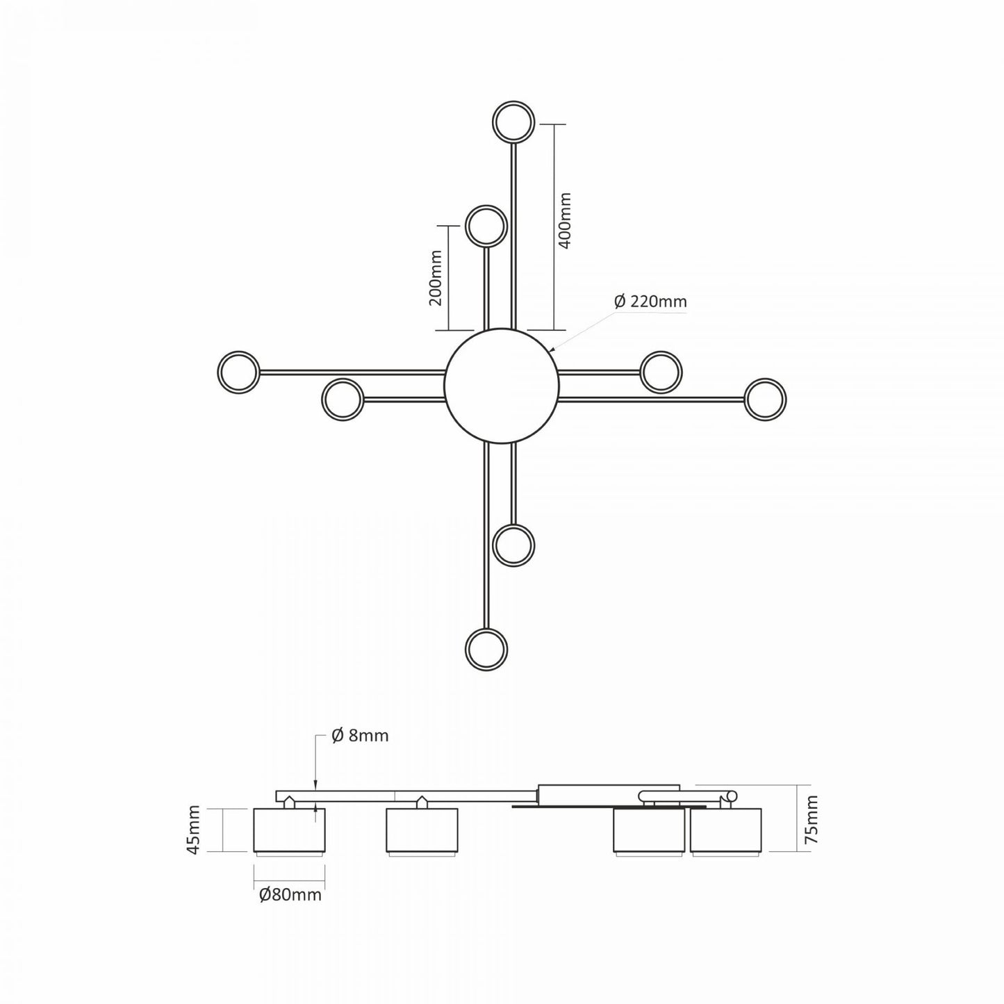 VIDEX VL-SPF22B-B ceiling spotlight - dimensions