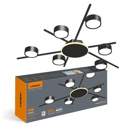 6-Light Ceiling Spotlight VIDEX VL-SPF22B with Backlight, GX53 - Black