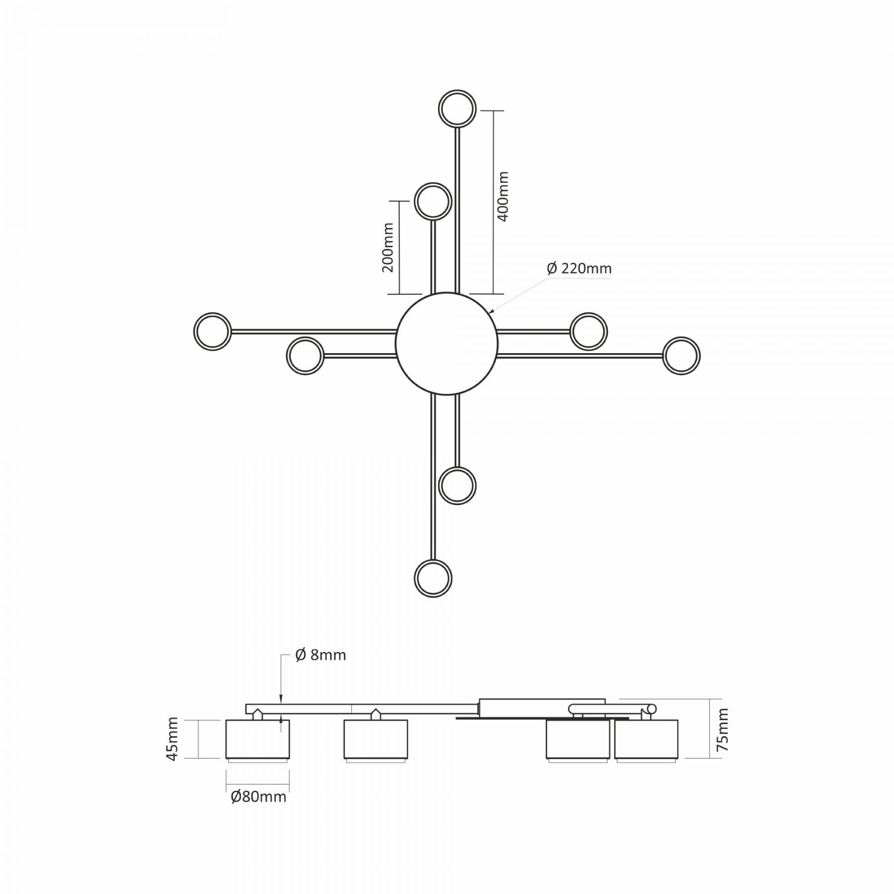 VIDEX VL-SPF22B-W ceiling spotlight - dimensions