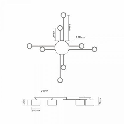VIDEX VL-SPF22B-W ceiling spotlight - dimensions