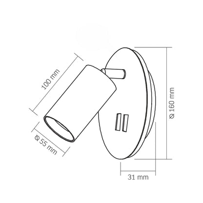 VIDEX SPF24E black wall spotlight