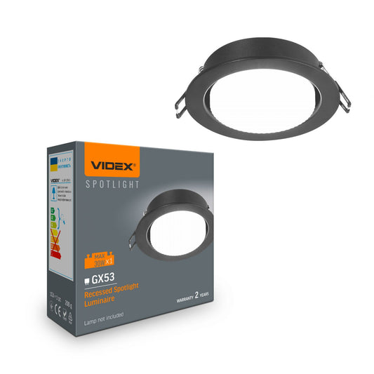 VIDEX VL-SPF27R-B Recessed GX53 Spotlight Frame - Black - official product image 2