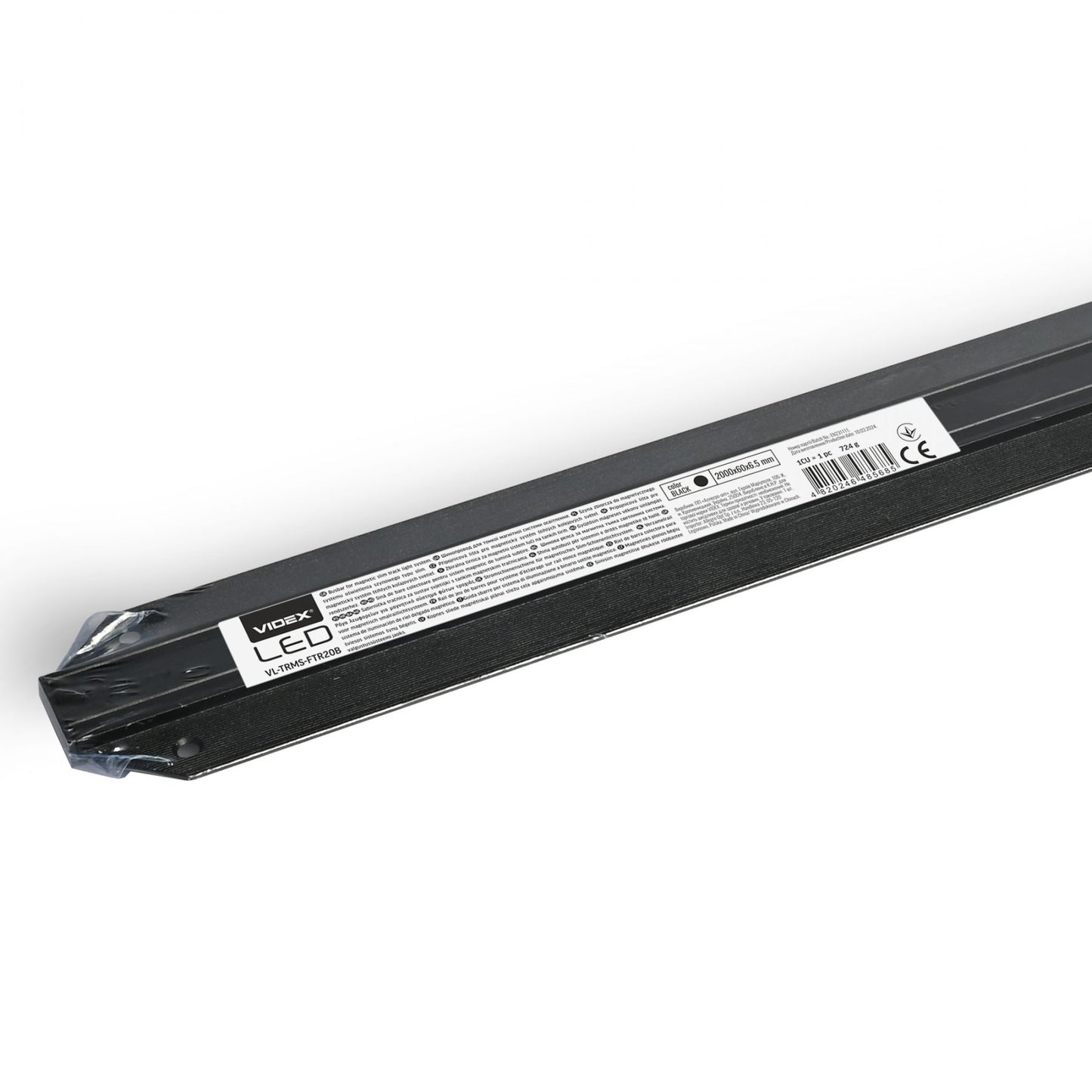 VIDEX 48V Recessed Magnetic Track VL-TRMS-FTR20B, 2m, Black - official product image 5