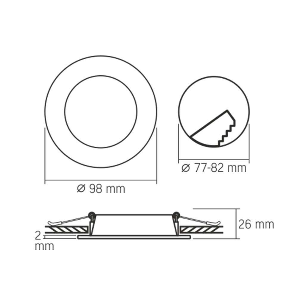 VIDEX VLE-DLBR-044 4 W Round Recessed LED Downlight, 4000 K - White - official product image 5