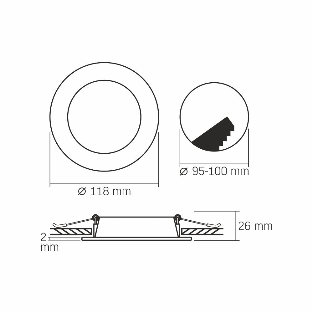 VIDEX VLE-DLBR-064 6 W Round Recessed LED Downlight, 4000 K - White - official product image 5