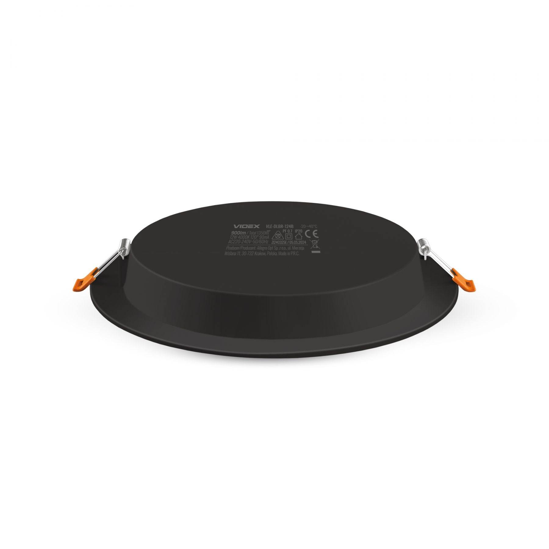 VIDEX VLE-DLBR-124B 12 W Round Recessed LED Downlight, 4000 K - Black - official product image 3