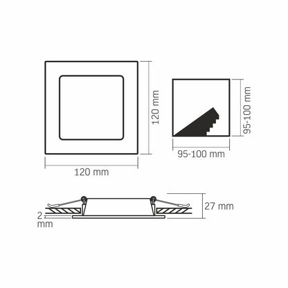 VIDEX VLE-DLBS-064 6 W Square Recessed LED Downlight, 4000 K - White - official product image 5