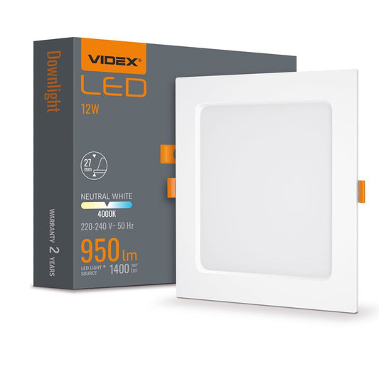 VIDEX VLE-DLBS-124 12 W Square Recessed LED Downlight, 4000 K - White - official product image 2