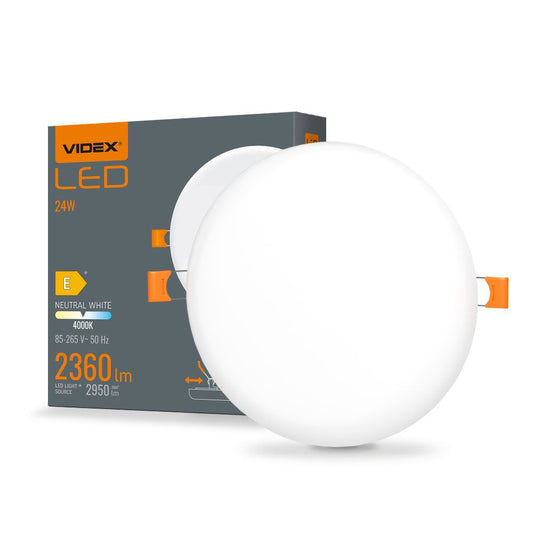 VIDEX VLE-DLFR-244 24 W Frameless Round Recessed LED Downlight, 4000 K - White - official product image 2