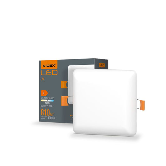 VIDEX VLE-DLFS-094 9 W Frameless Square Recessed LED Downlight, 4000 K - White - official product image 2