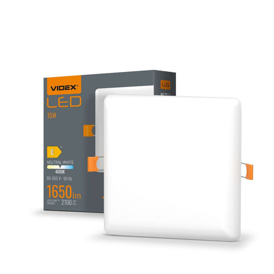 VIDEX VLE-DLFS-154 15 W Frameless Square Recessed LED Downlight, 4000 K - White - official product image 2