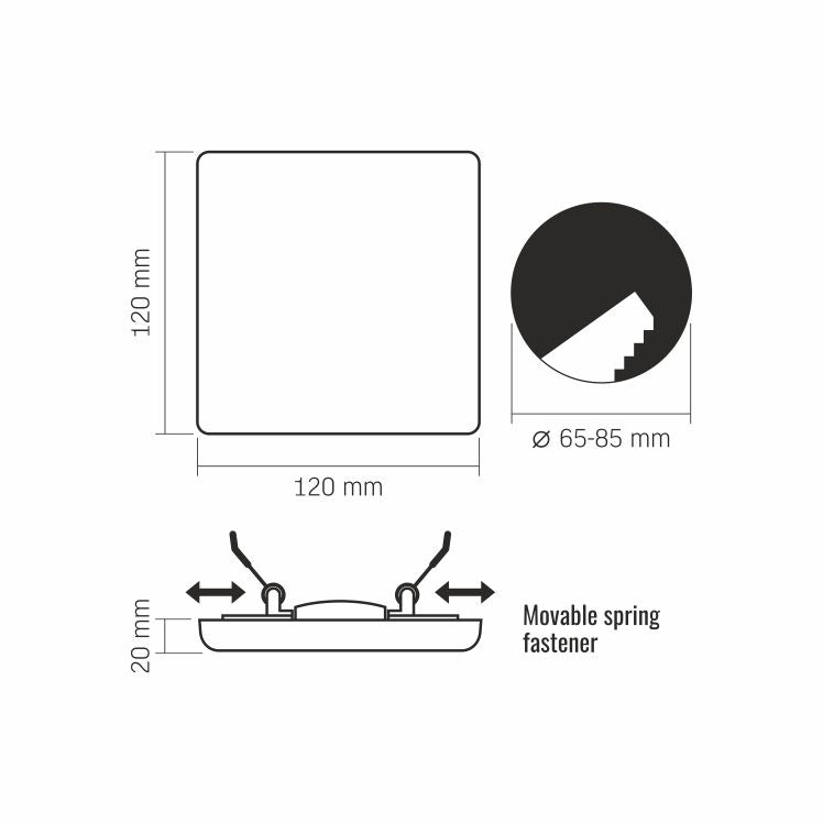 VIDEX VLE-DLFS-154 15 W Frameless Square Recessed LED Downlight, 4000 K - White - official product image 4
