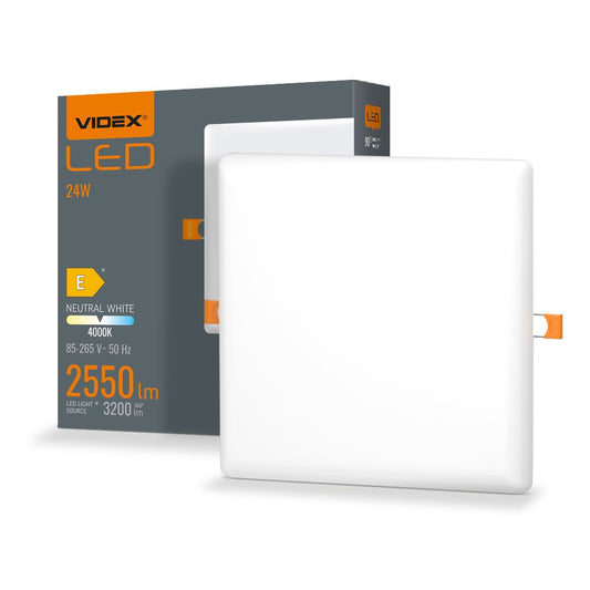 VIDEX VLE-DLFS-244 24 W Frameless Square Recessed LED Downlight, 4000 K - White - official product image 2