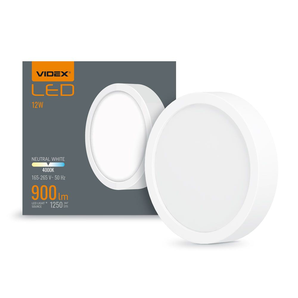 VIDEX VLE-DLRS-124 12 W Round Surface LED Downlight, 4000 K - White - official product image 2