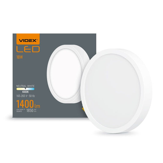 VIDEX VLE-DLRS-184 18 W Round Surface LED Downlight, 4000 K - White - official product image 2