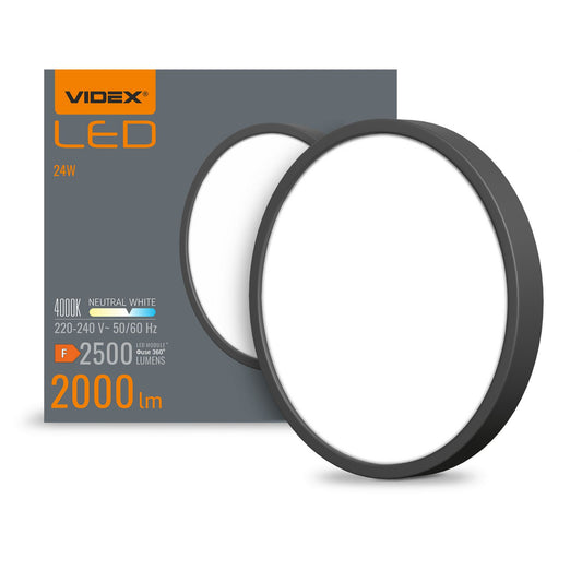 VIDEX VLE-DLRS-244B 24 W Round Surface LED Downlight, 4000 K - Black - official product image 2