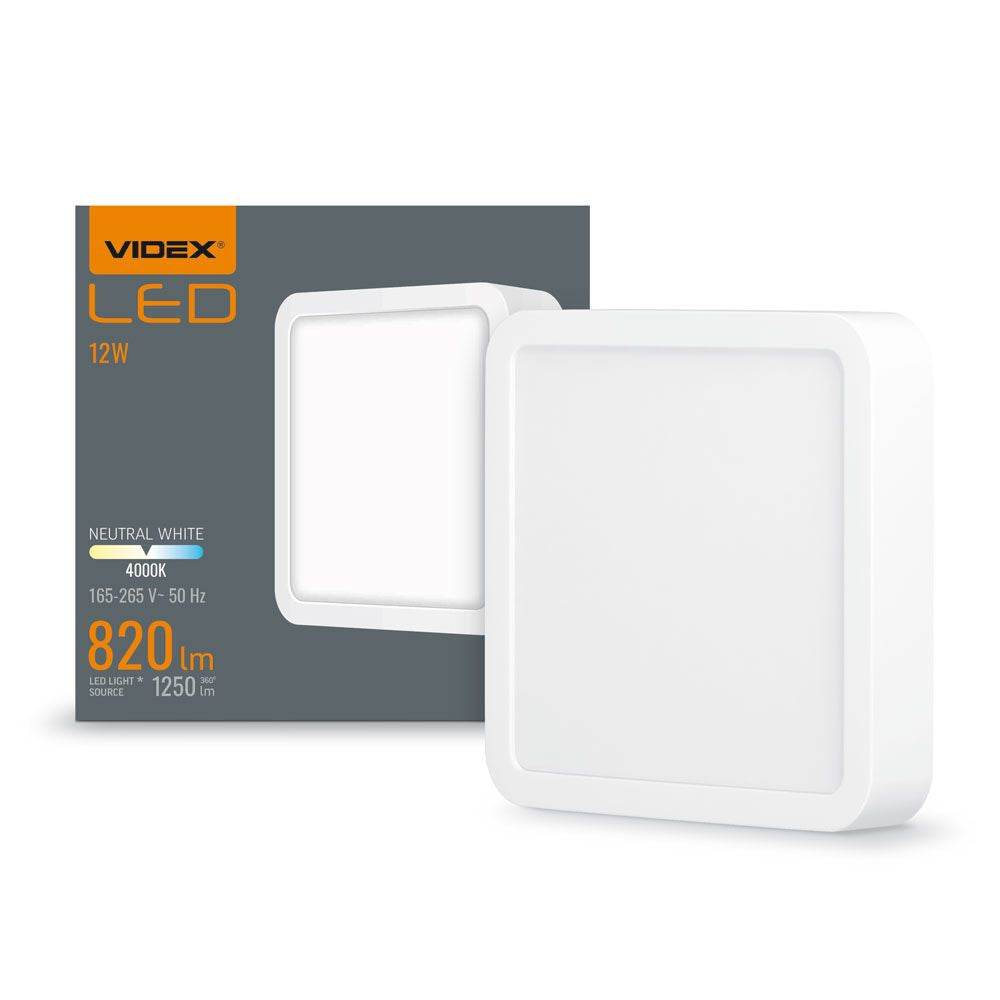 VIDEX VLE-DLSS-124 12 W Square Surface LED Downlight, 4000 K - White - official product image 2